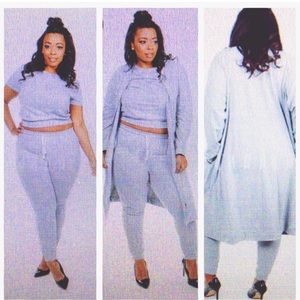 NEW!! Gray 3piece jogger/crop top/jacket set